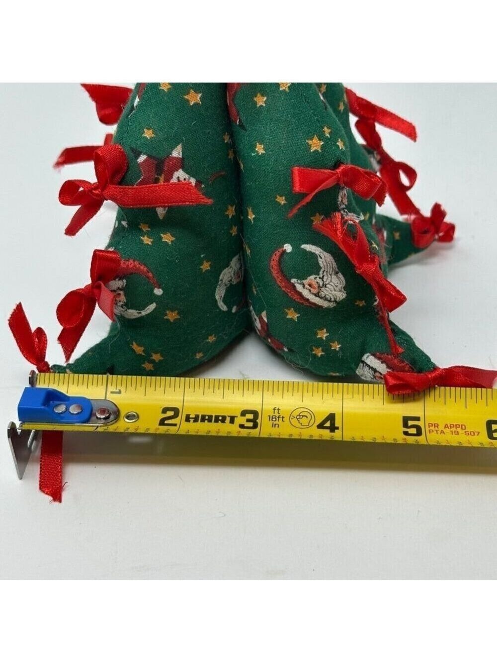Vintage Fabric Christmas Tree Santa Red Ribbon Holiday 6 In Tiered Tray Decor - Picture 7 of 10